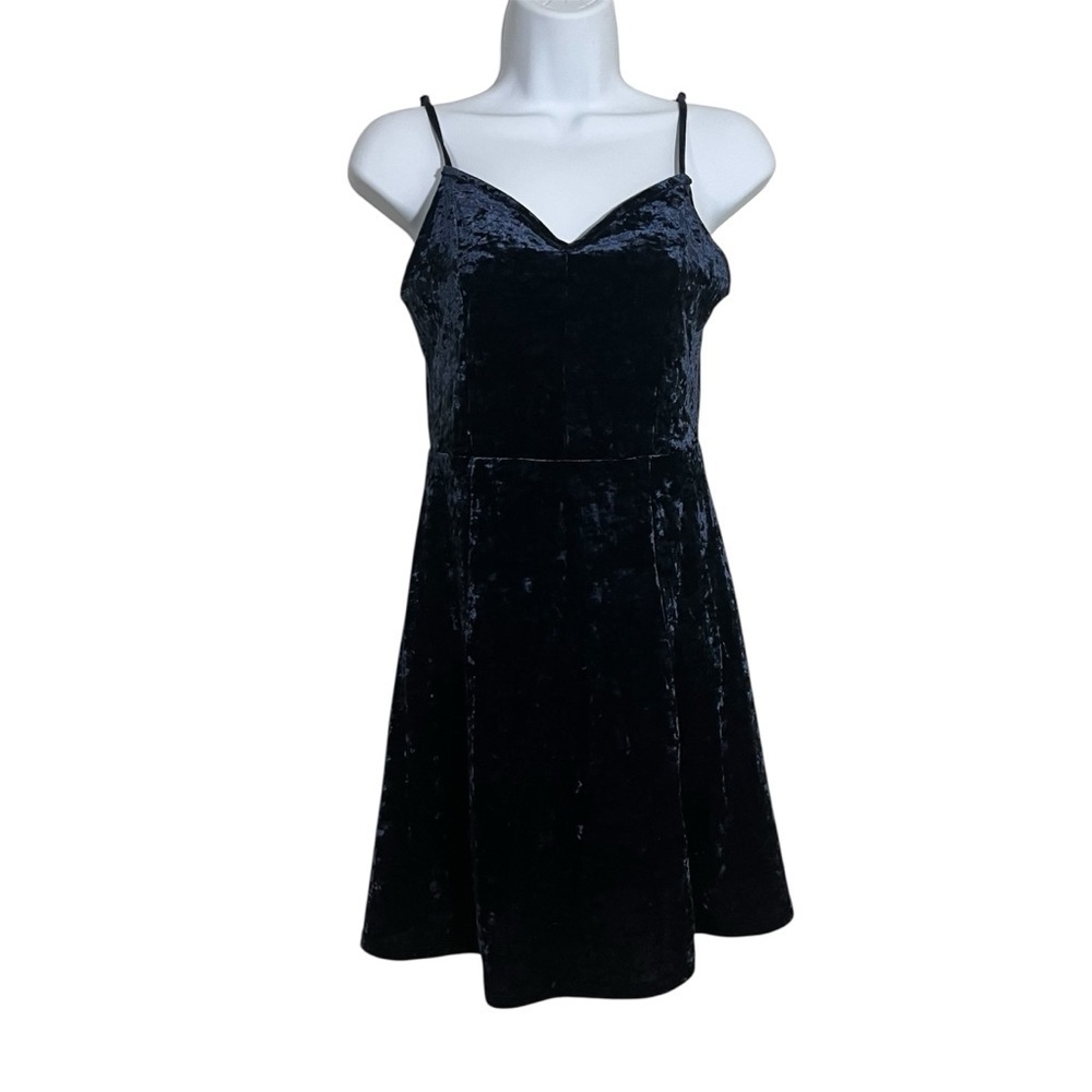 American Eagle Outfitters Blue Velvet Mini Dress Size Small Party Holiday Skater
